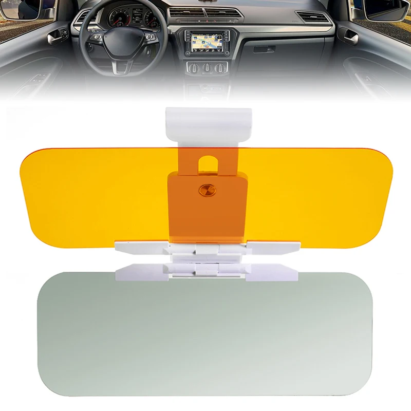 

Mayitr 1pc Yellow grey Car Sun Visor Anti Glare Driving Vision Glasses Goggles Extender ABS Folding Sun Shade