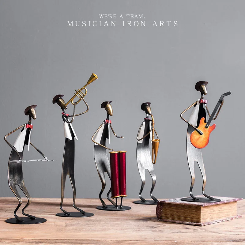 [HHT] MODERN MINIMALIST NORDIC ORNAMENTS MUSICIANS IRON ARTS BAND HOME DECORATION LIVINGROOM TV WINE CABINET DESKTOP FURNISHINGS | Дом и сад