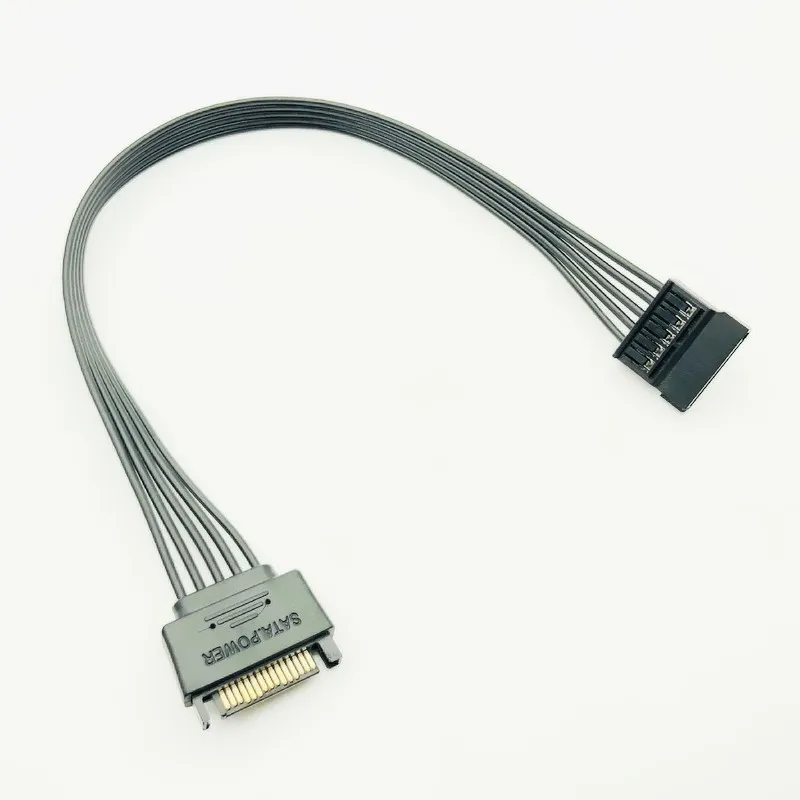 30 см Черный с одним рукавом SATA 15Pin кабель-удлинитель питания HDD SSD кабель для ПК