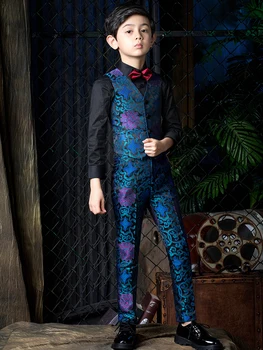 

YuanLu 4PCS Boys Suits Vest/Pants/Shirt/Tie For Wedding Party Kids Suits Baby Blazer Dress Toddler Dress Formal Suits Flower