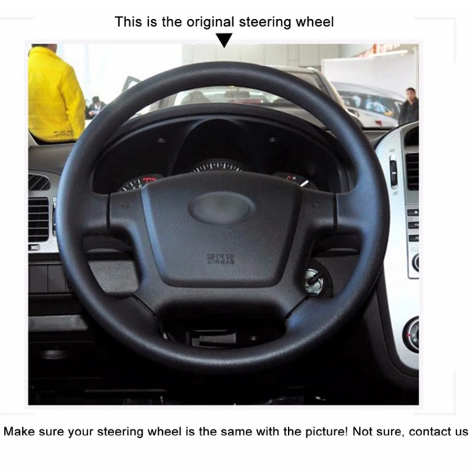 DIY черный искусственный кожаный чехол рулевого колеса автомобиля для Kia Cerato 2005-2012 Spectra Spectra5 2004-2009