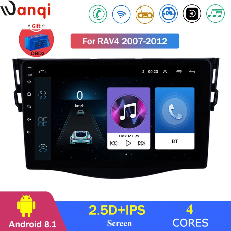 Для Toyota RAV4 2007 2012 автомобильный Радио Мультимедиа Видео плеер навигация gps Android 8 1