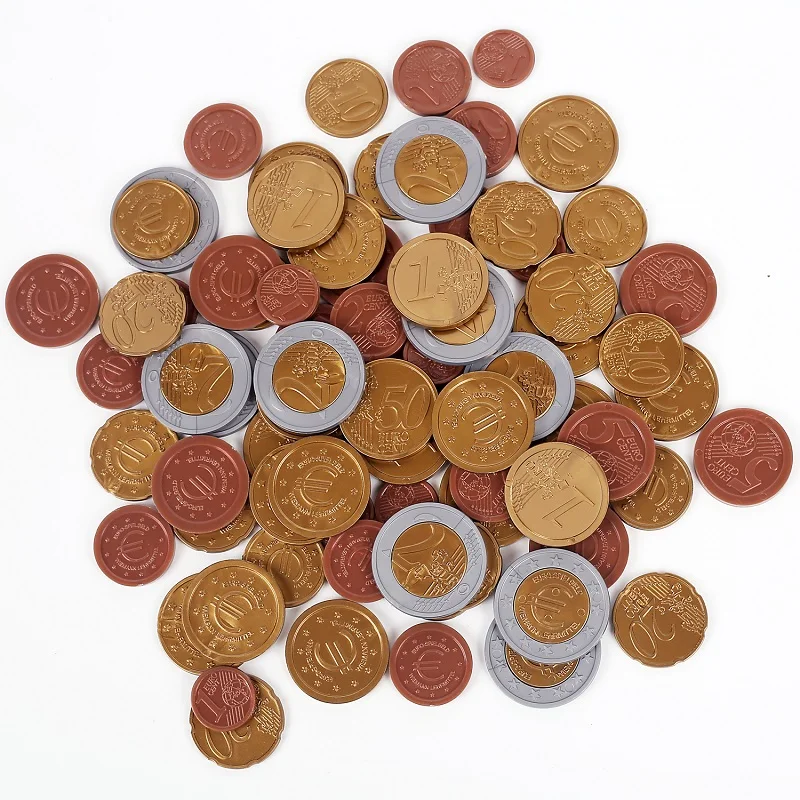 

SET OF 80 plastic EURO COINS / play money NEW maths school Learning Resourc 1/2/5/10/20/50 cent & euro 1/2