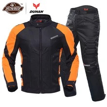 DUHAN, летняя мотоциклетная куртка, мужские мотоциклетные штаны, мото костюм, дышащий, Chaqueta, мото гоночная куртка, мотоциклетная защита
