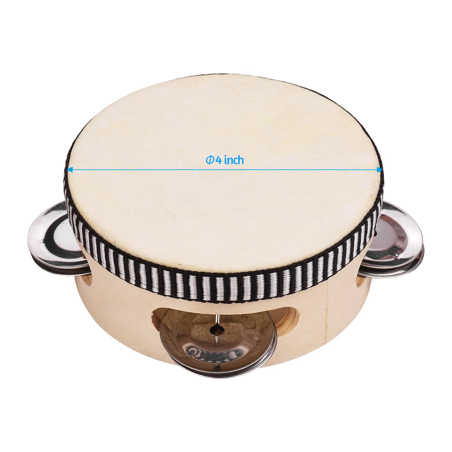 Бубен для детей и детей 4 дюймов ручной барабан колокольчик деревянный ударный инструмент, Подарочный музыкальный образовательный инструмент - Цвет: Sheepskin Drum Skin