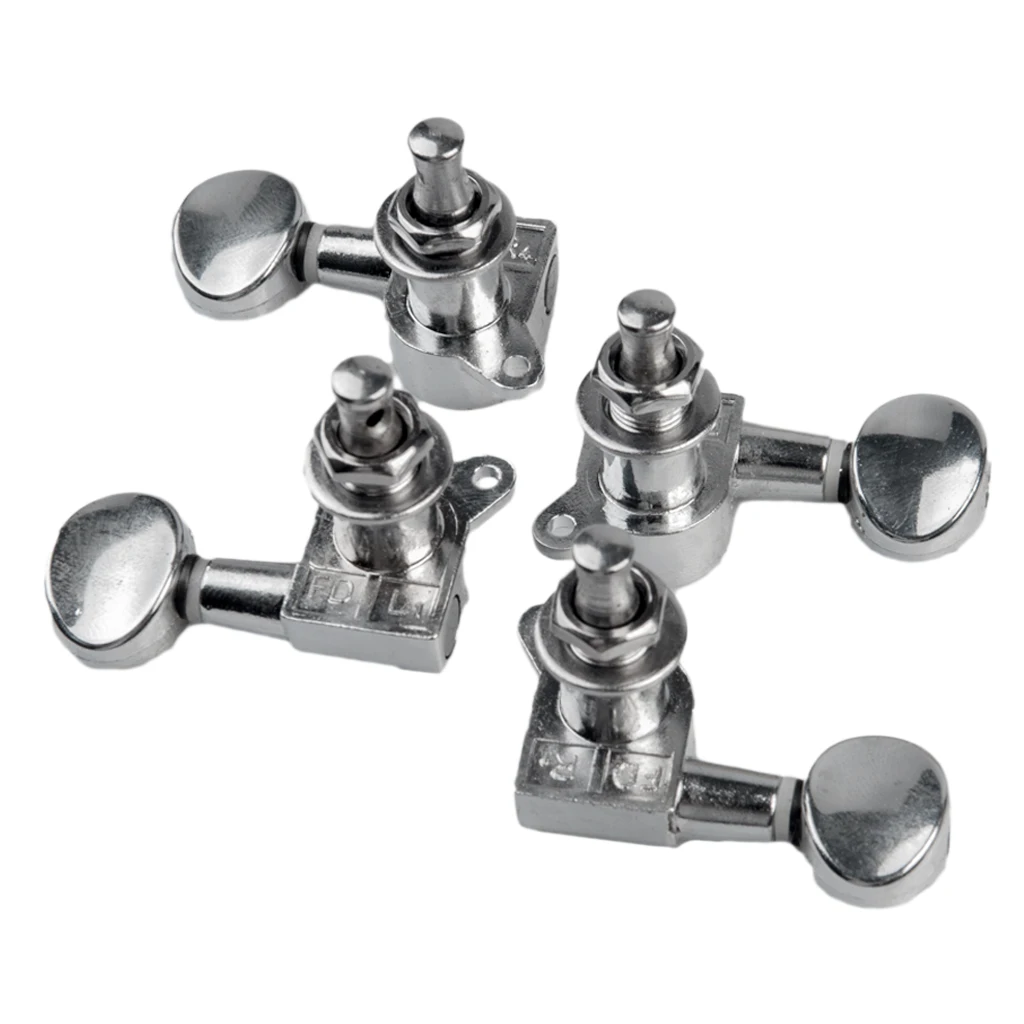 4Pcs Metal Machine Heads Tuners Left+Right for Ukulele 4 String Ukulele Accessory, Silver