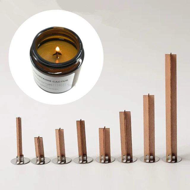 10pieces Wooden Wicks with Sustainer Tab Natural Wooden Candle Wick Cores  for DIY Candle Making Crafts Handmade Soy Parffin Wax