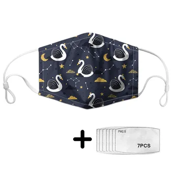 

Kawaii Face Mask Woman Swan Pattern Constellation Print Reusable Mask for Dustproof Teenager Girls Anti-fog Protective Masks