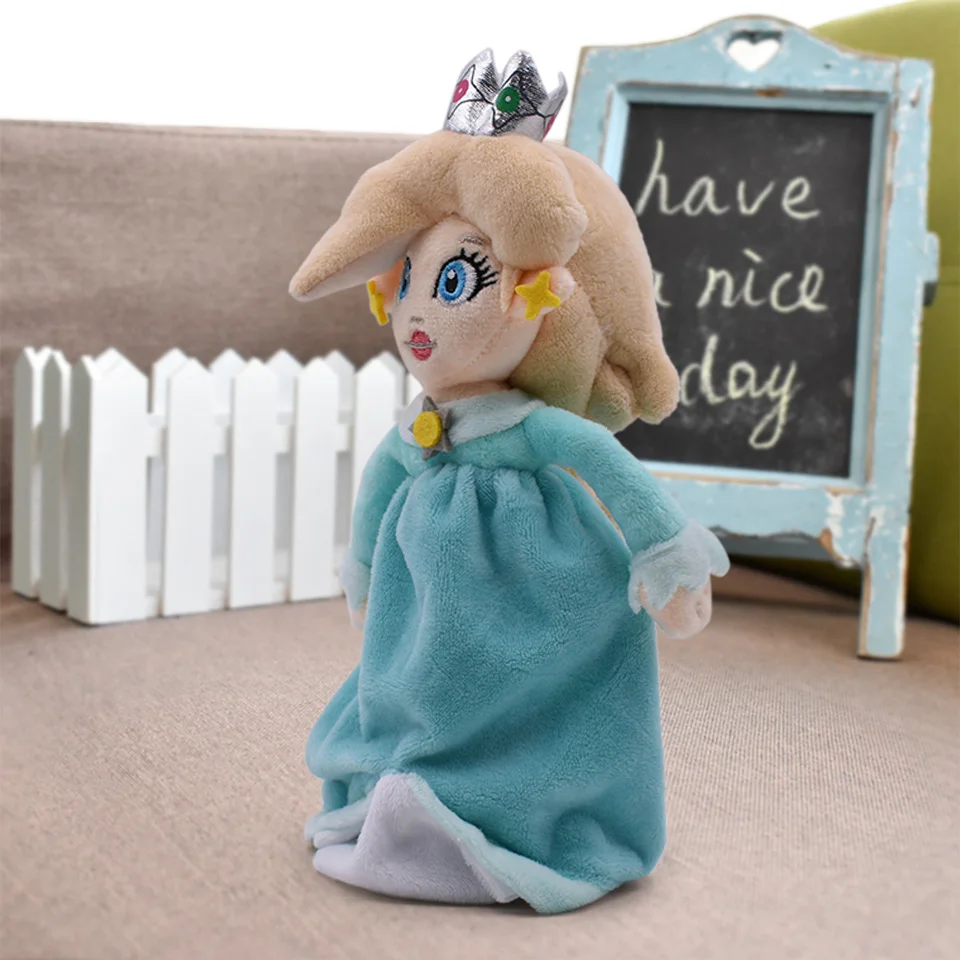 22 см Супер Марио стоящий Peluche Rosalina с голубым платьем Принцесса Персик плюшевые игрушки довольно милые реалистичные мягкие куклы подарок для ребенка