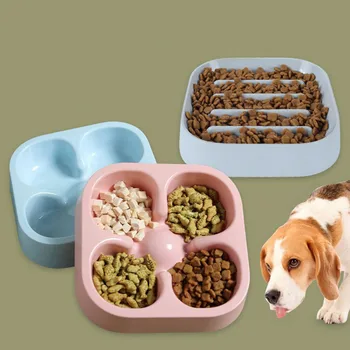 

Pet Cats And Dogs Protect Gastrointestinal Stomach Choking Slow Food Bowl Four-leaf Shaped Cat Bowl Pet Feeding Supplies*6