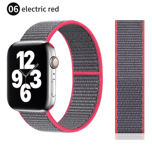 Nylon Strap for Apple watch series 7 band 41mm 44mm 40mm 42mm 38mm smartwatch wristband belt sport loop bracelets iWatch 3456 se Bright pink