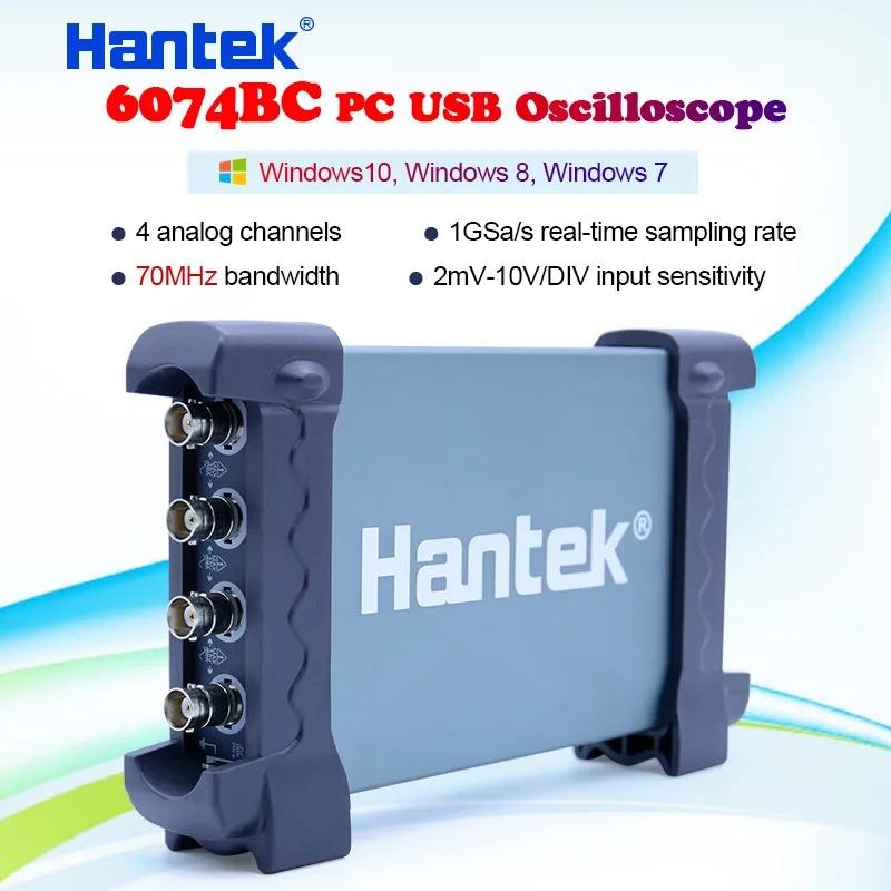  Digital Storage Oscilloscope Hantek 6074BC PC USB 4 Digital Channels 70MHz Bandwidth 1GSa/s 2mV-10V