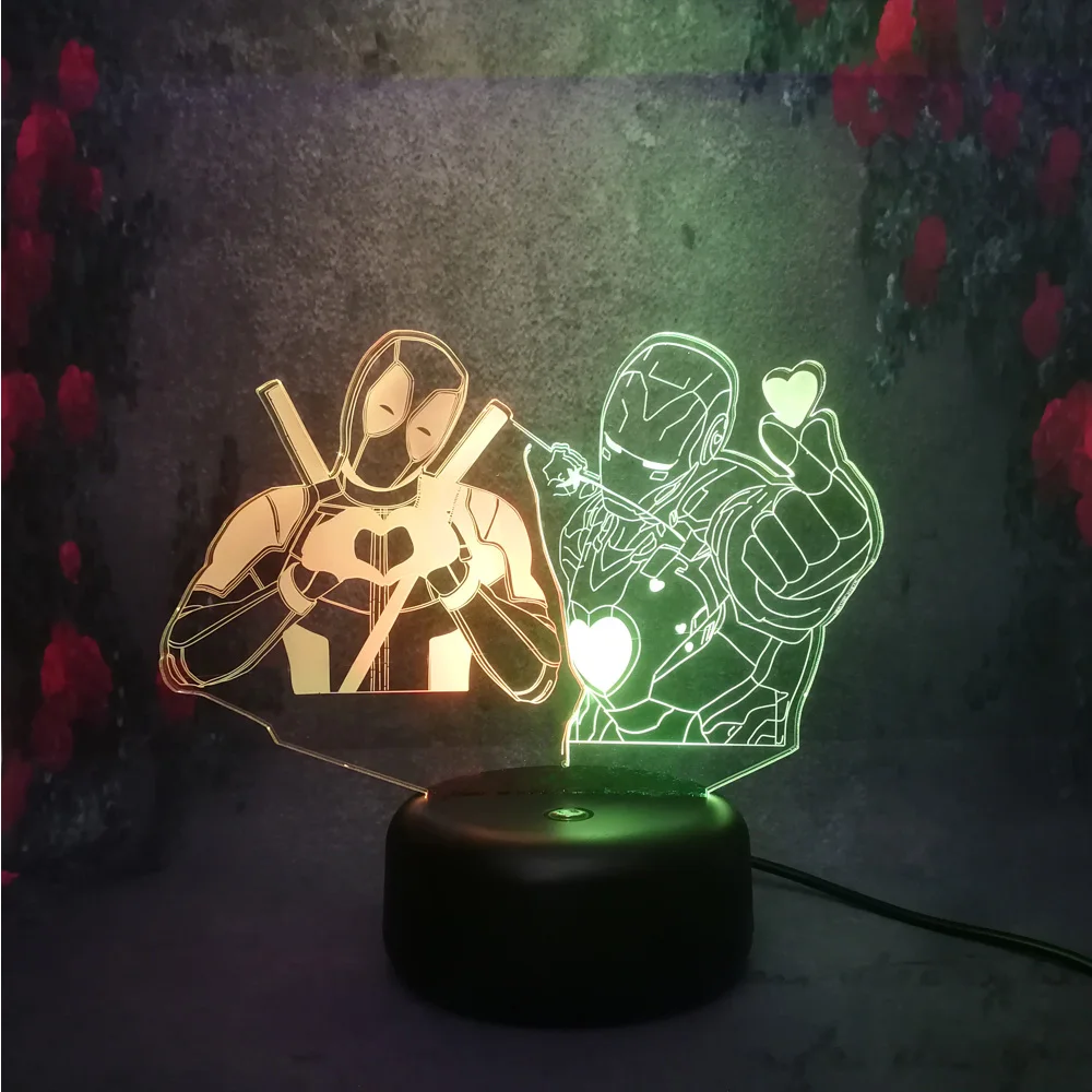 Романтическая девушка сердце Спальня Декор 3D DIY светодиодный ночник герой Marvel Union