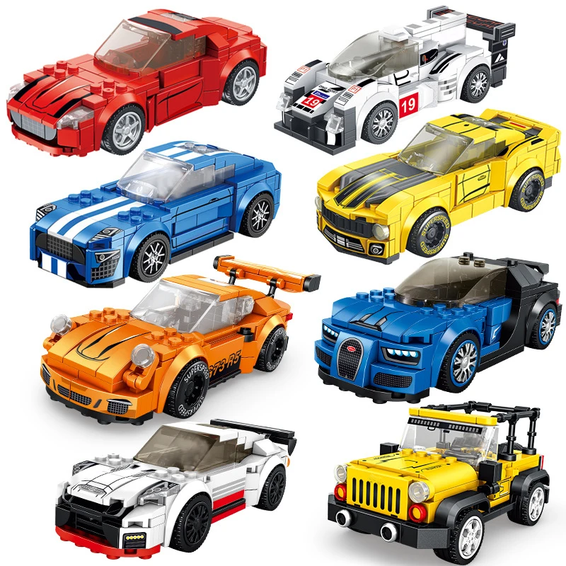 Coche de carreras deportivo de campeón de velocidad, conjunto de bloques de construcción Moc de vehículo de ciudad, juguetes educativos para niños