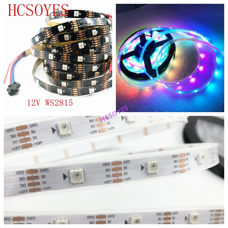 WS2815 DC12V RGB светодиодный пикселей индивидуально адресуемый двойной сигнал 1 м/5 м
