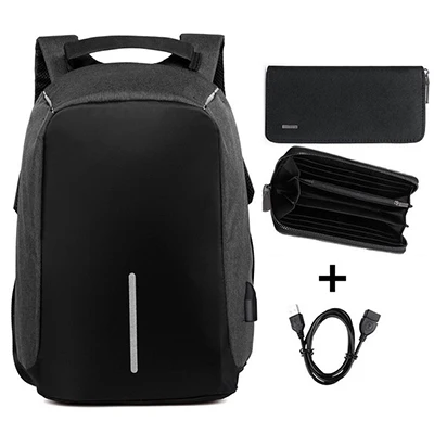 Брендовый рюкзак, противоугонная водонепроницаемая сумка, 15,6 дюймов, ноутбук, Mochila, мужской рюкзак, рюкзак, школьный рюкзак для подростков - Цвет: Black-3