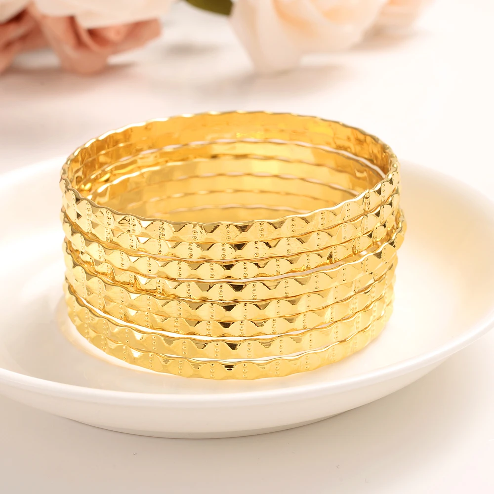 24K Ethiopian Gold Dubai Bangle for Women men Wedding Bride Bracelets Gold Color Jewelry Middle East African Bride party Gifts bangle bracelet