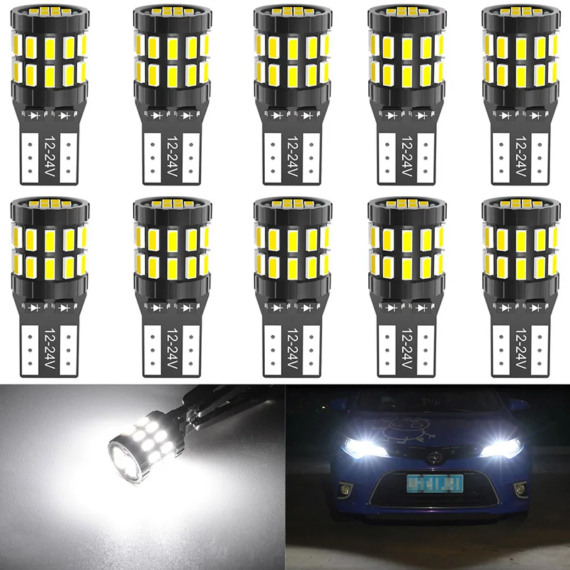10 шт. T10 W5W светодиодный Canbus лампы 168 501 Клин салона автомобиля огни DC12V 6000K Белый