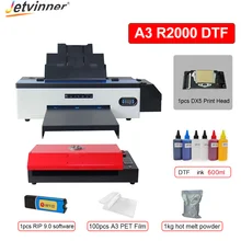 

Jetvinner R2000 DTF Printer A3 With Oven PET Film 600ml Ink Hot Melt Powder For Hoodies Clothes A3 DTF Tshirt Printing Machine