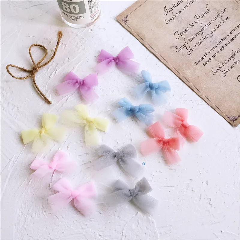 

100 Pieces Korean Style New Mesh Knotted Small Bow DIY Handmade Hair Accessories Socks Bag Cell Phone Shell Accessories