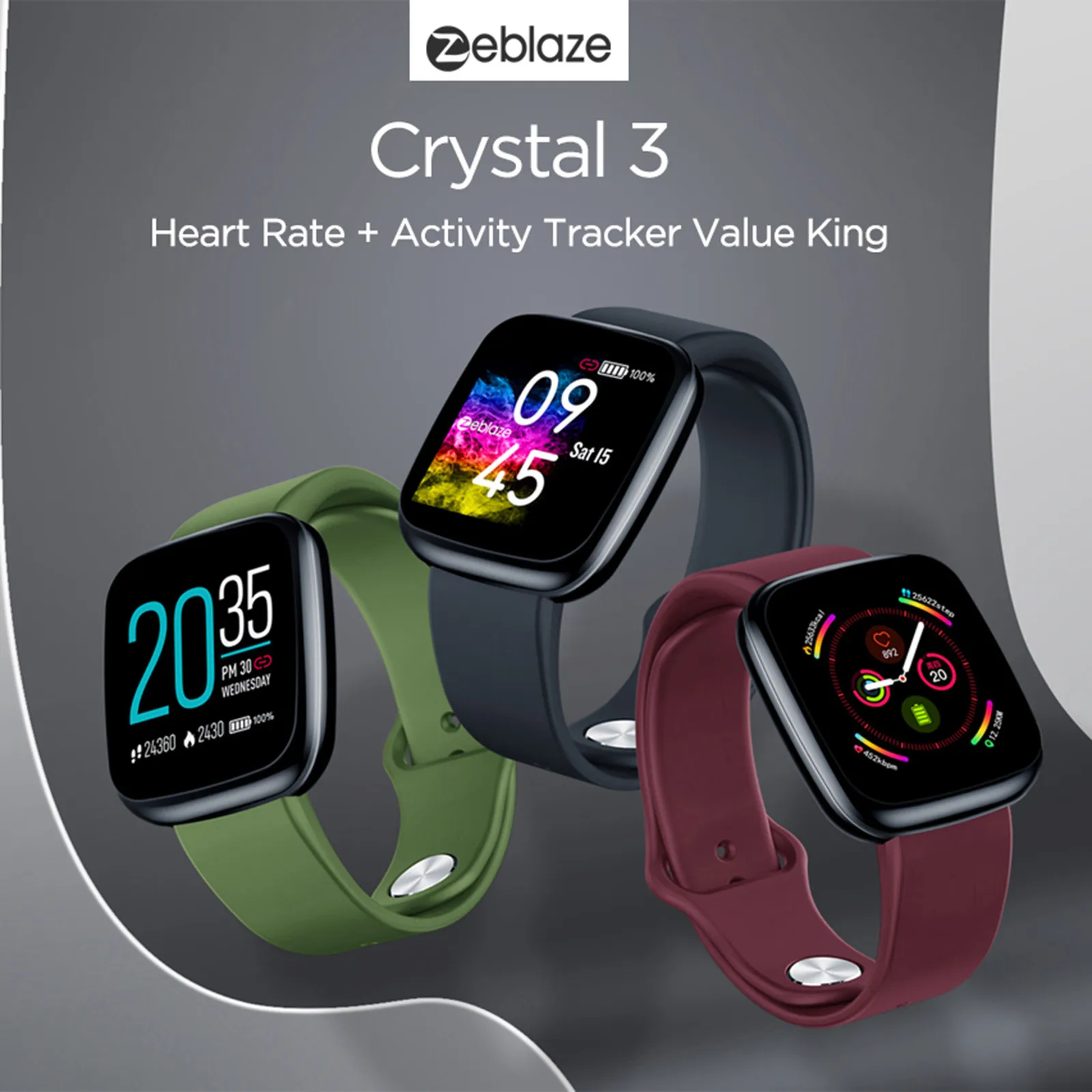 2021 Zeblaze Crystal 3 Smartwatch WR IP67 Heart Rate Blood Pressure ...