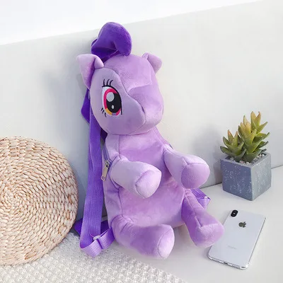 Purple 2-4Y Baby Kids Horse Stuffed Backpack Cute Plush Toys Children Bag Kindergarten Schoolbag Girls Boys 3D Cartoon Animal Backpack - Цвет: Purple