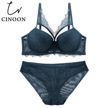 

CINOON Women'S Underwear Set Lace Sexy Push-Up Bra And Panty Sets Comfortable Brassiere Young Bra Adjustable Deep V Lingerie
