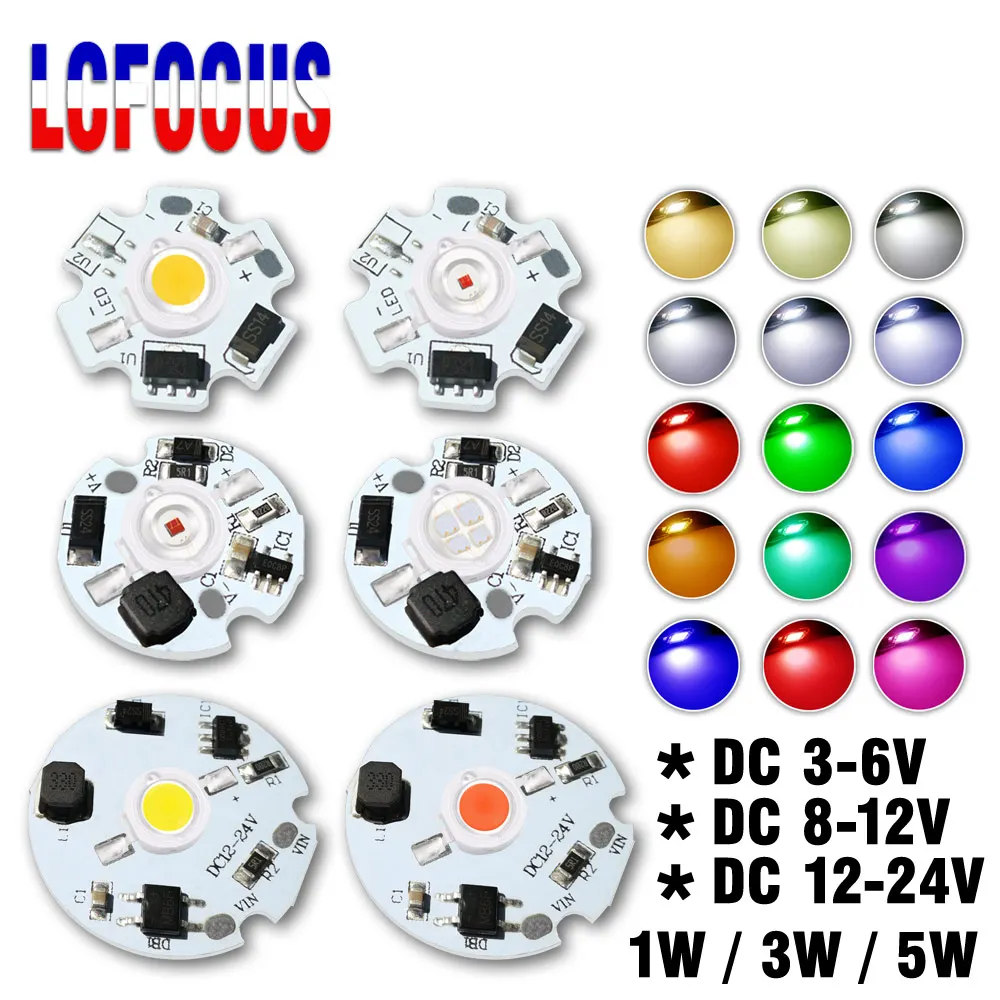 1W watts High Power SMD COB LED Chip Lights Beads White Red Yellow RGB With PCB 