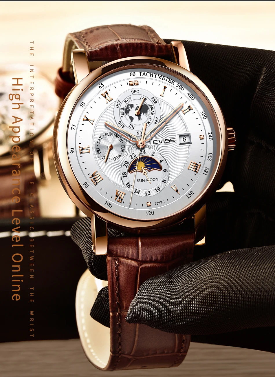 2021 New TEVISE WristWatch Men Business Automatic Mechanical Watch Fashion Luxury Tourbillon Sport Men Watches Relogio Masculino