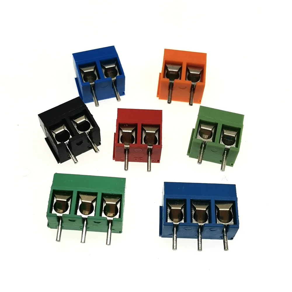 Лучший KF301-2P KF301-3P 5,0 мм 2Pin/3Pin PCB винтовой клеммный блок разъем, 2Pin/3Pin цвета