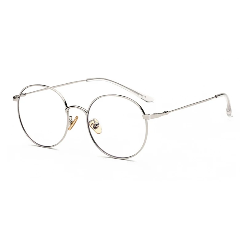 Fashion Anti Blue Ray Computer Glasses Women Vintage Men Round Glasses Frame Goggle Eyewear Myopic Optical Eyeglasses - Цвет оправы: silver