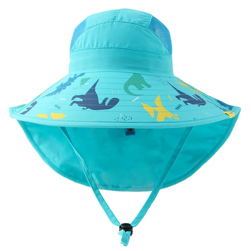 Детская летняя пляжная УФ-Кепка, детские шляпы для мальчиков и девочек, детские кепки от солнца, шапочка для плавания, дышащая защита шеи, уличная От 2 до 12 лет - Цвет: Color04
