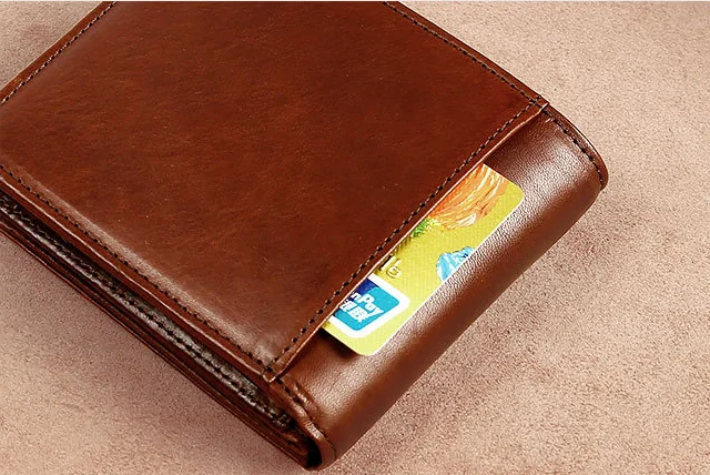 Мужской короткий кошелек RFID ультратонкий студенческий держатель для карт ID Кожаный Молодежный Модный классический кошелек поперечное сечение