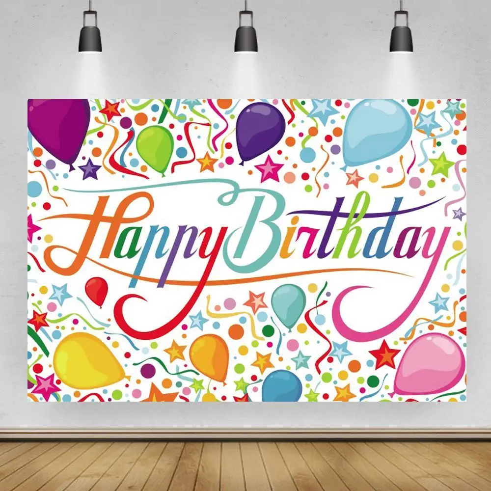 Rainbow Colorful Balloons Cake Table Decor Backgrounds Newborn Baby Kids Birthday Family Party Room Wall Poster Backdrops Vinyl |