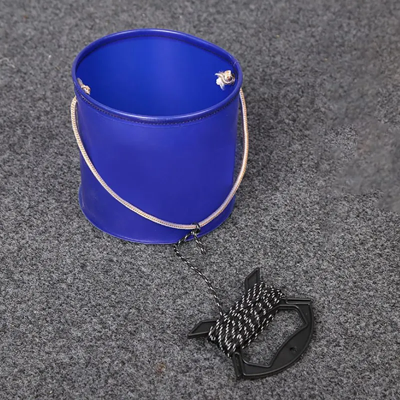 

For Fishing Multi-Function Outdoor Bucket Cylinder Folding Portable EVA Storage Container With Handle Paracord Rope