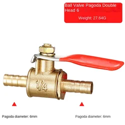 red handle small Valve 6mm-12mm Hose Barb Inline Brass Water Oil Air Gas Fuel Line Shutoff Ball Valve Pipe Fittings
