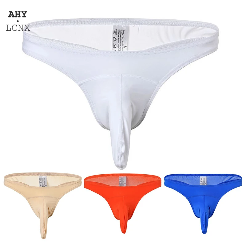 Ropa interior Sexy para hombre, calzoncillos con bolsa de bulto de elefante, lencería en T, pantalones de seda de hielo, cómodos y transpirables - AliExpress