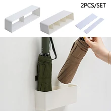 2pcs Japanese Style Umbrella Stand Punch Free Durable Wall Mounted Adjustable Rectangle Detachable Household Rain Gear Storage