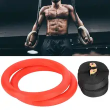 Пара красных ABS профессиональных гимнастических круглых колец для тренажерного зала, фитнеса, силовых тренировок с ремнями для гимнастики, аксессуаров