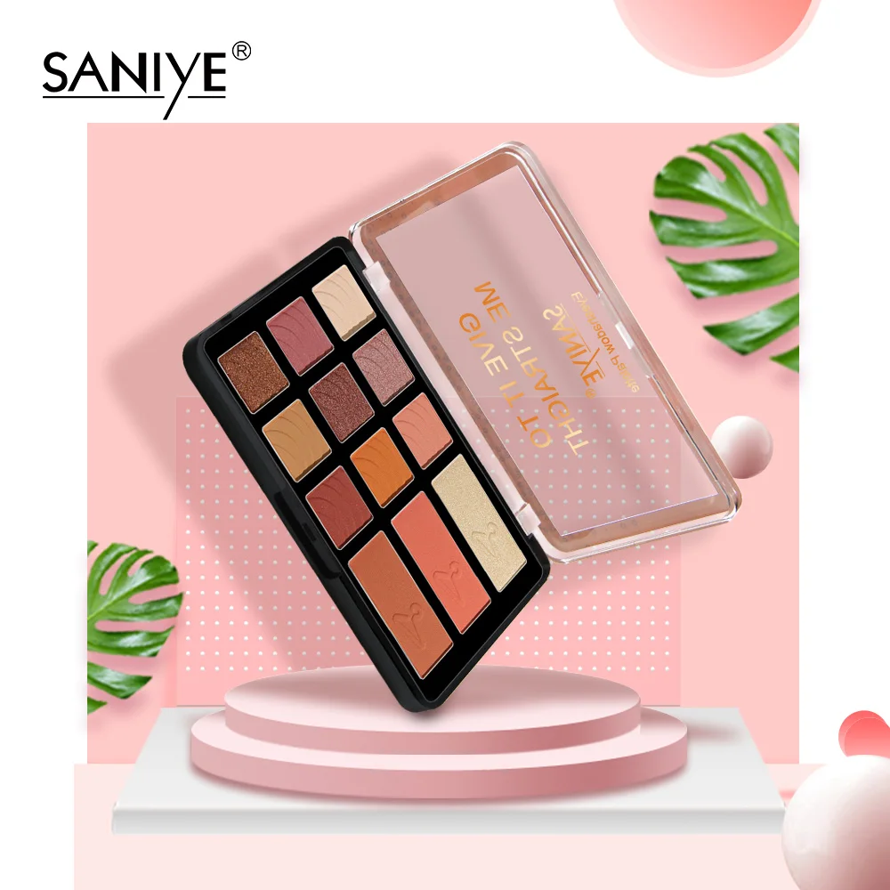SANIYE Nudes, палитра для макияжа глаз, 12 цветов, матовые тени для век, палитра, блеск, пудра, тени для век, розовый, оранжевый, палета, De Sombra, E1236