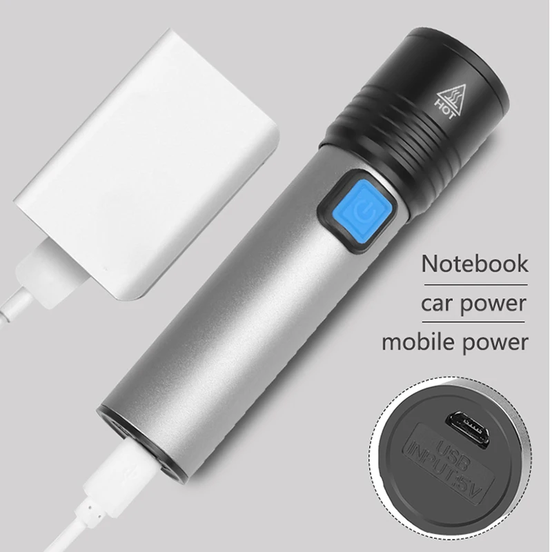 2400mAh USB Перезаряжаемый мини-светодиодный фонарик водонепроницаемый фонарик Penlight 4 режима стильная Портативная сумка для ночного освещения, кемпинга