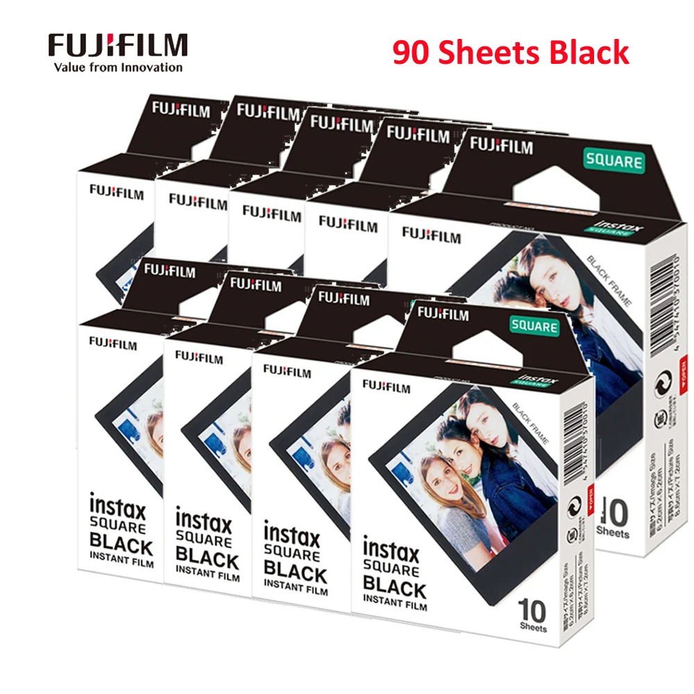 Fujifilm Instax квадратный 10 шт. мгновенная пленка фотобумага черная рамка для Fujifilm instax квадратный SQ20 SQ10 SQ6 SHARE SP-3 SQ принтер - Цвет: 90 Sheets