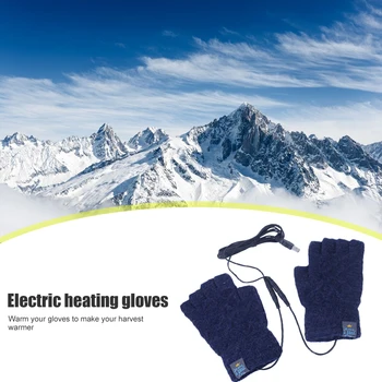 

Heated Gloves Winter Motorcycle USB Electric Knitted Half Finger Thermal Gloves Hand Warmer for Winter Autumn Supplies