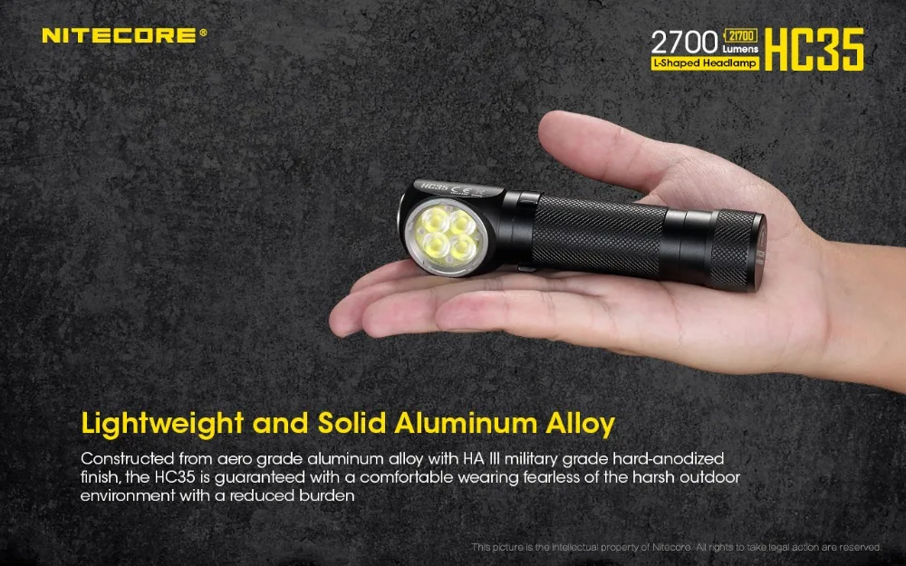 Nitecore HC35 перезаряжаемая фара CREE XP-G3 S3 2700LM налобный фонарь с магнитной задней крышкой для кемпинга