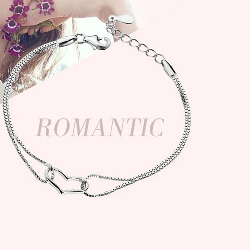 Heart-Shaped Girls Bracelet Stainless Steel Colorful Austrian Crystal Chain Bracelet For Women Dropshipping Woman Accesoires