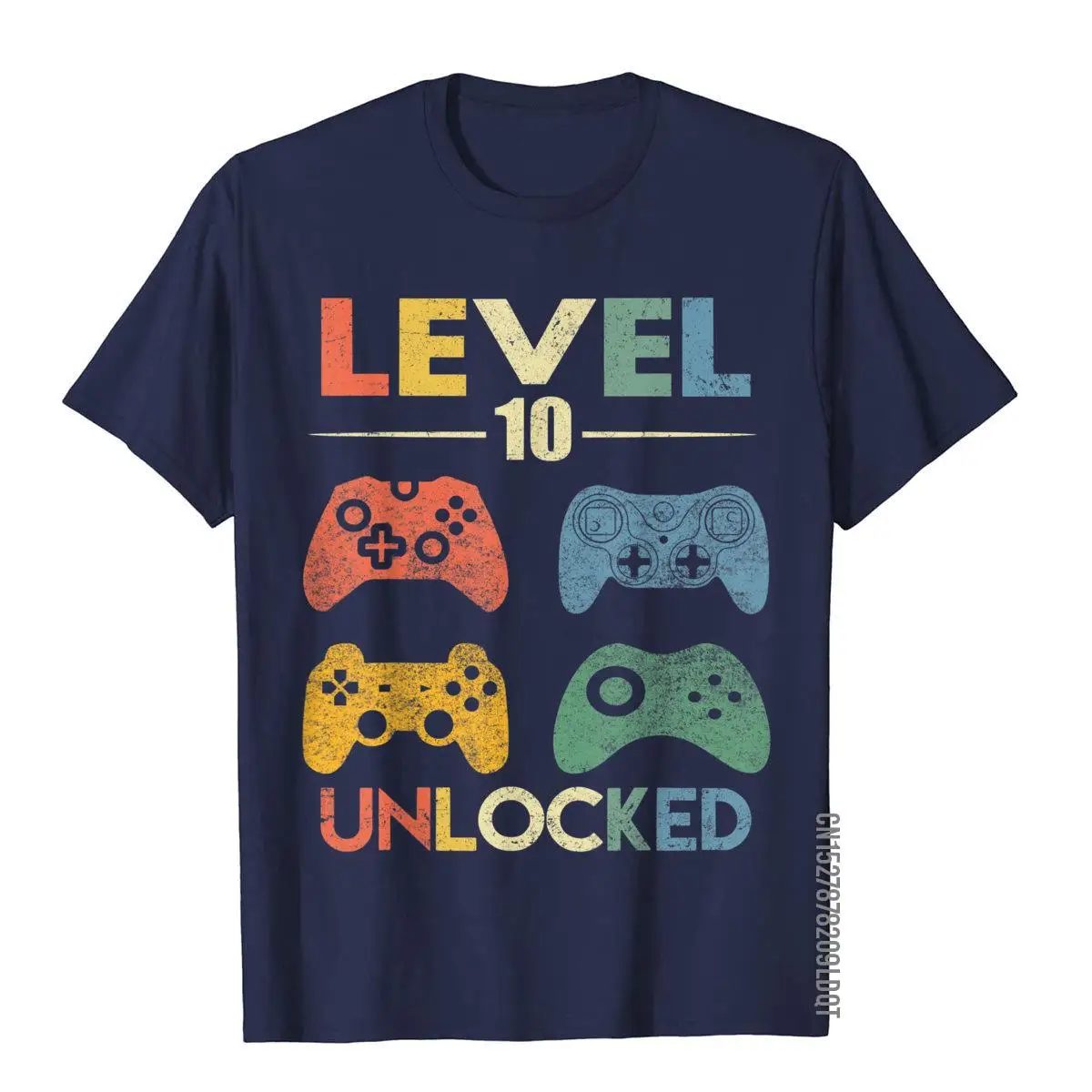 Level 10 Unlocked Shirt Funny Video Gamer 10th Birthday Gift T-Shirt__B14338navy