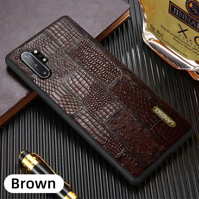 Модный кожаный чехол для samsung A50 a30 a70 s7 edge s10e s 8 9 задняя крышка для Galaxy Note 10 plus a7 a8 a9 fundas - Цвет: Коричневый