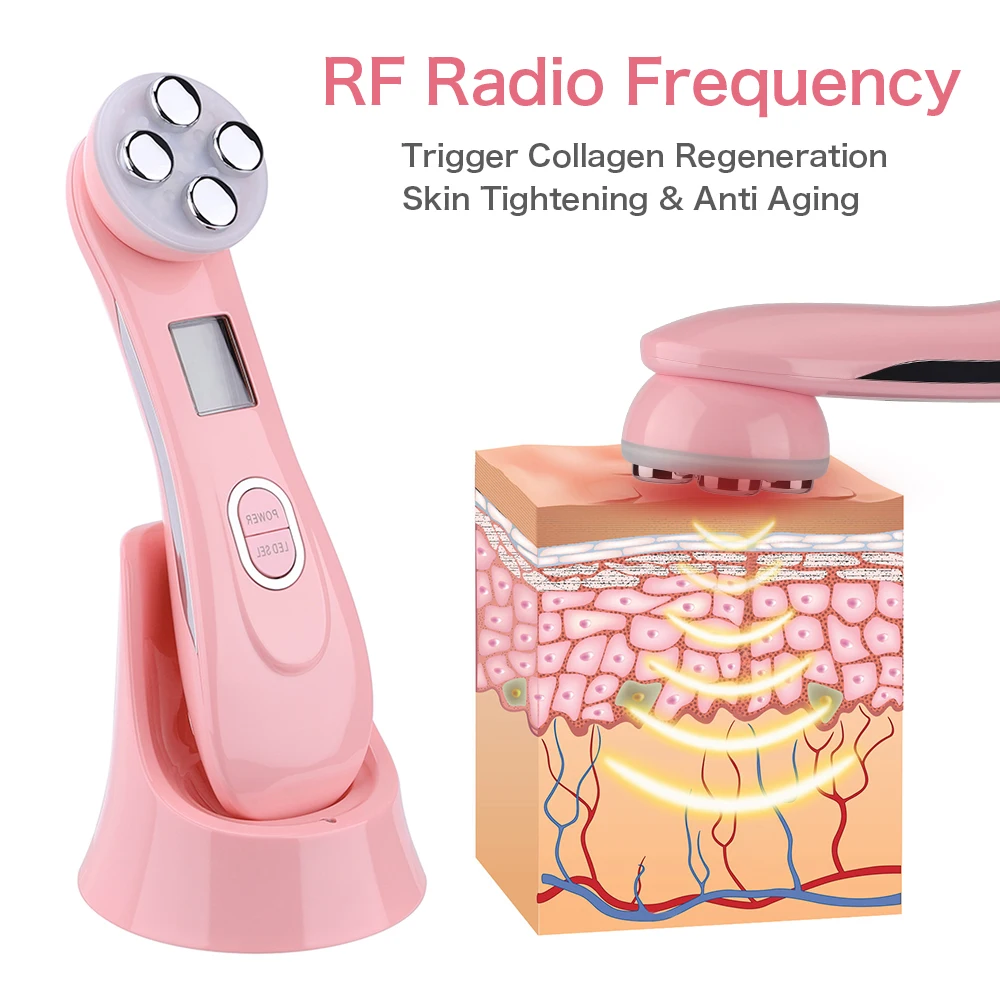  Box Packing 5 in 1 RF EMS LED Photon Electroporation Microcurrent Beauty Device Face Lifting Anti-a