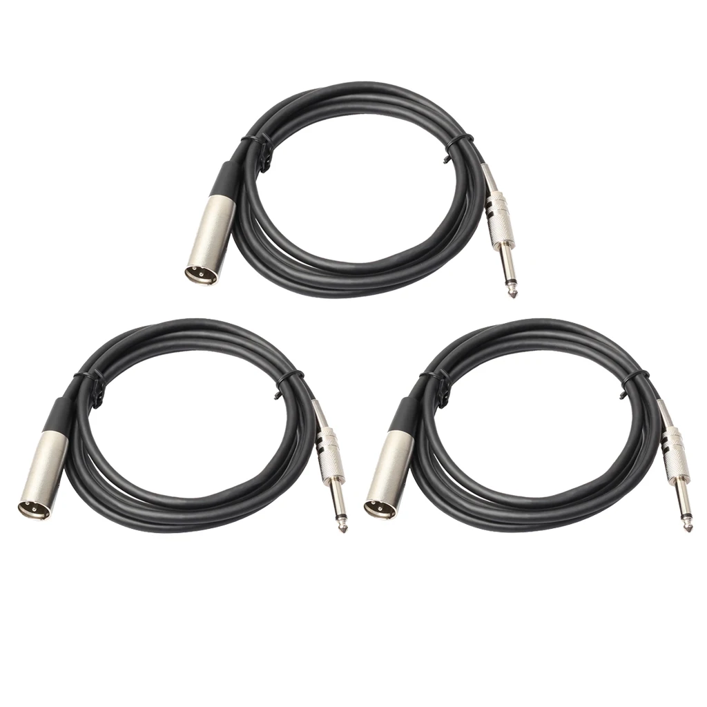 MagiDeal 3x XLR кабель для мужчин 1/" 6,35 мм TRS штекер аудио микрофонный кабель 6ft