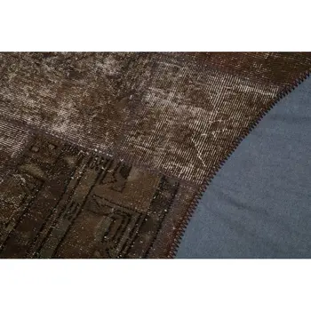 

150x150 Cm Brown Handmade Round Patchwork Rug-5x5 Ft